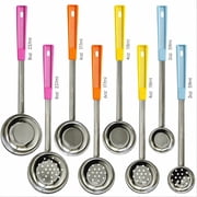 Portion Control Serving Spoons - 8 Piece Set Restaurant Measuring Serving Ladle Utensils for Weight Loss, Bariatric Gastric Sleeve, Includes 2, 4, 6, 8 oz Solid & Perforated Scoops, 14-1/4" Long