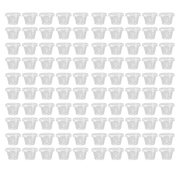 Portion Cups with Lids (1 2 3 4 Ounces, 100 Pack) | Disposable Plastic Cups for Meal Prep, Portion Control, Salad Dressing, & Medicine | Small Plastic Condiment Container