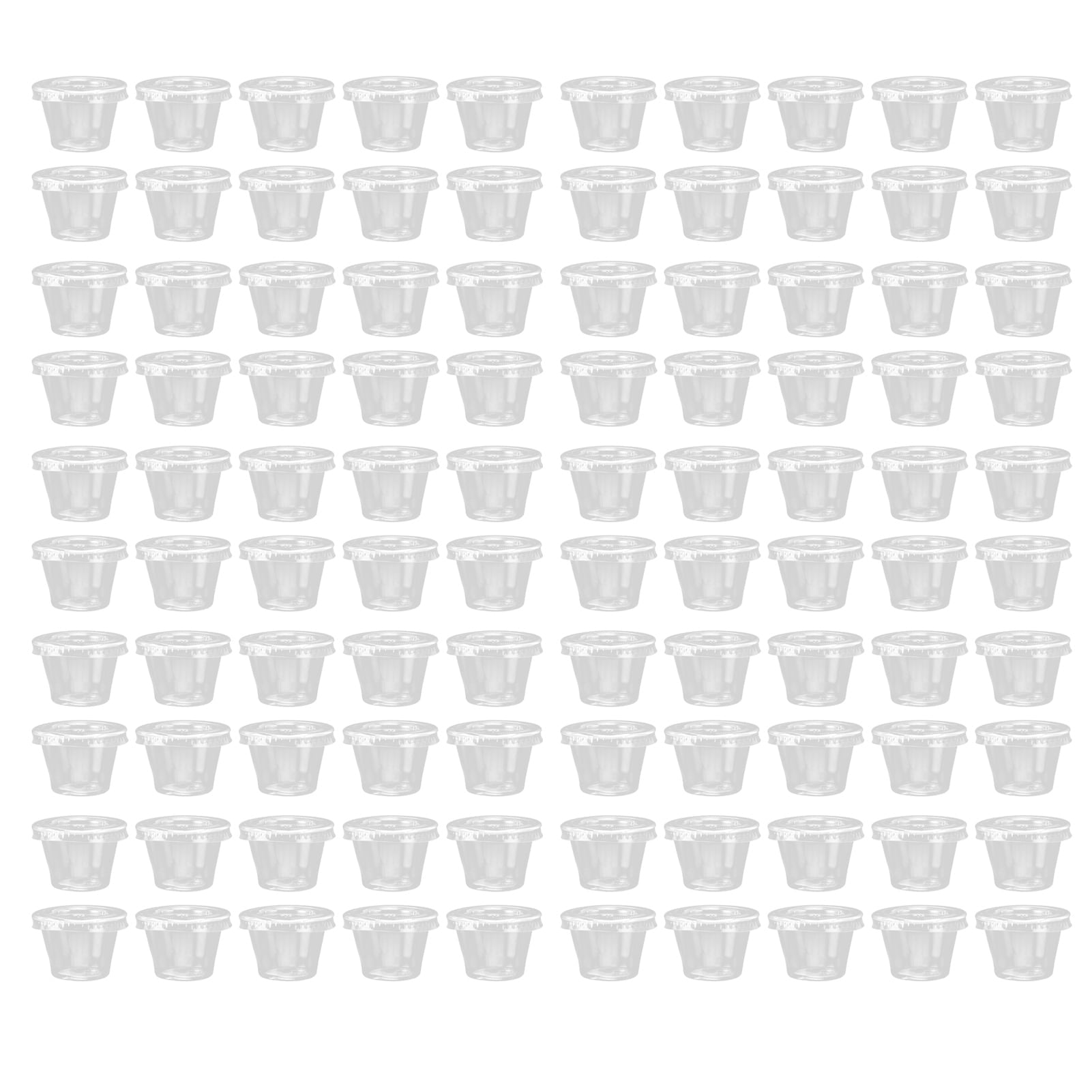 Portion Cups With Lids 1 2 3 4 Ounces, 100 Pack Disposable Plastic Cups ...