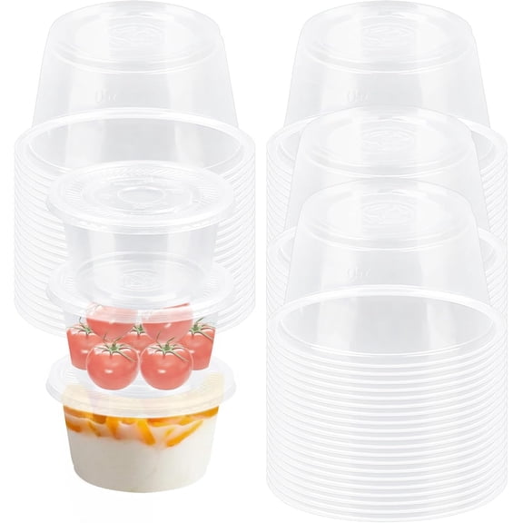 Portion Cups with Lids, Airtight Stackable, 100-Pack