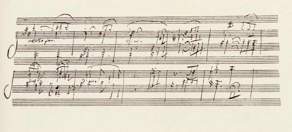 Portion Of The Ms Of Ludwig Van Beethovens Sonata In A Op101 Canvas Art - Ken Welsh Design Pics (21 x 9)