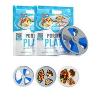 Portions Master Adjustable Portion Control Plate for Weight Loss, Diet & Food Management Meal Prep & Portion Guide Tool for Healthy Eating BPA-Free, Reusable 2 Pack