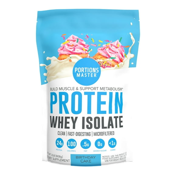 Portions Master CFM Whey Isolate Protein 2lb | Birthday Cake