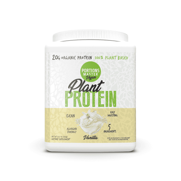 Portions Master Plant Protein Powder, Vegan, Gluten-Free, Dairy-Free (Vanilla 375g)