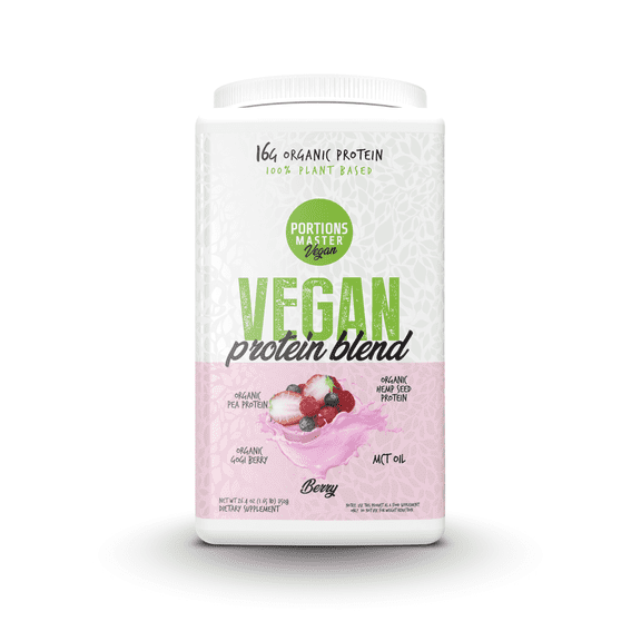 Portions Master Vegan Protein Blend Powder, Plant-Based, Gluten-Free, Dairy-Free (Berry 750g)