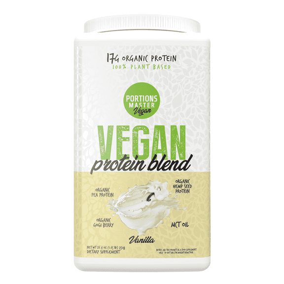 Portions Master Vegan Protein Blend Powder, Plant-Based, Gluten-Free, Dairy-Free (Vanilla 750g)