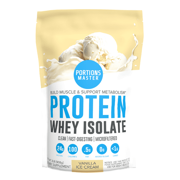 Portions Master Whey Protein Powder - Vanilla - 2 lbs
