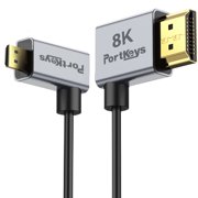 Portkeys 8K Ultra Thin HDMI Cable Suit 2.5mm Diameter, HDMI A to D Slim Soft Cord 48Gbps Ultra High Speed HDMI 2.1 Cord 8K@60Hz, HDR, eARC, 3D for Monitor, PS5, Xbox, PC, HDTV A to D, 1m