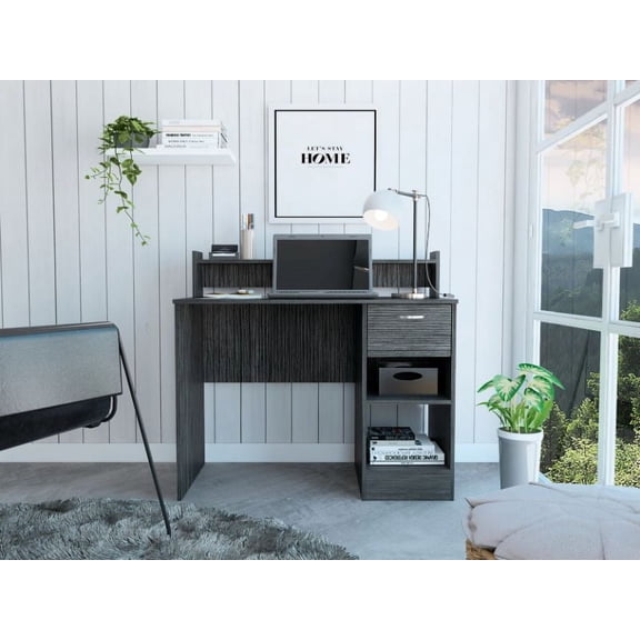 Portland 2-Shelf 1-Drawer Writing Desk Smokey Oak