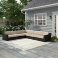 thumbnail image 1 of Portland 6-PC Patio PE Rattan Sectional in Tan, 1 of 3