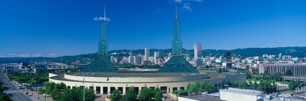 Portland Convention Center Morning Oregon Canvas Art - Panoramic Images (36 x 12)