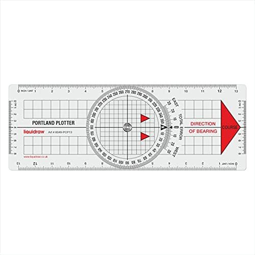 Portland Course Plotter With Marine Protractor | Navigation Protractor | Useful Tool For Marine Navigation | Made From Strong Clear Acrylic | Bold Clear Markings | Easy to Carry$$Office