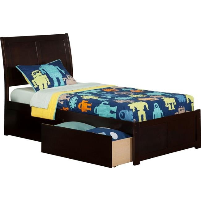 Twin Sized Headboard / Footboard / Rails & Slats in a Espresso Finish.