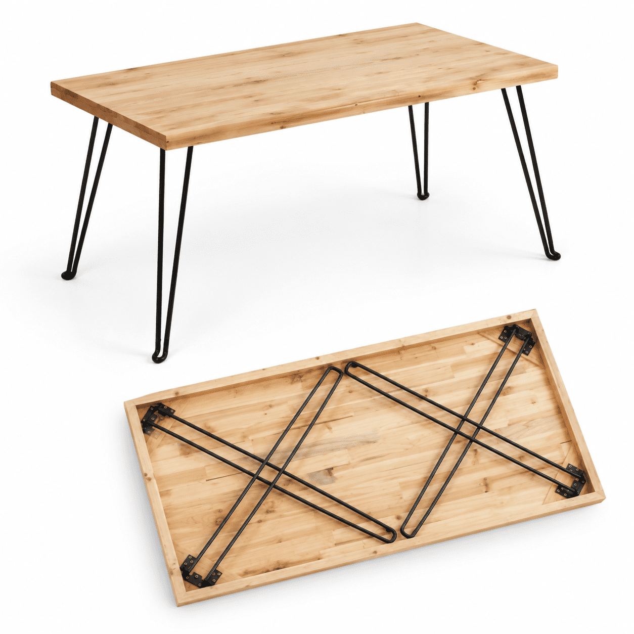 Portland Folding Table, Birch, 43 x 22 Inch, Lightweight Portable Wood ...