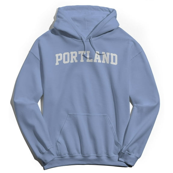 Portland Graphic Light Blue Men's Cotton Pullover Hoodie