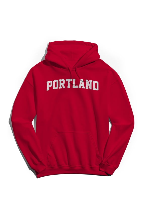 Portland Graphic Red Men's Cotton Pullover Hoodie