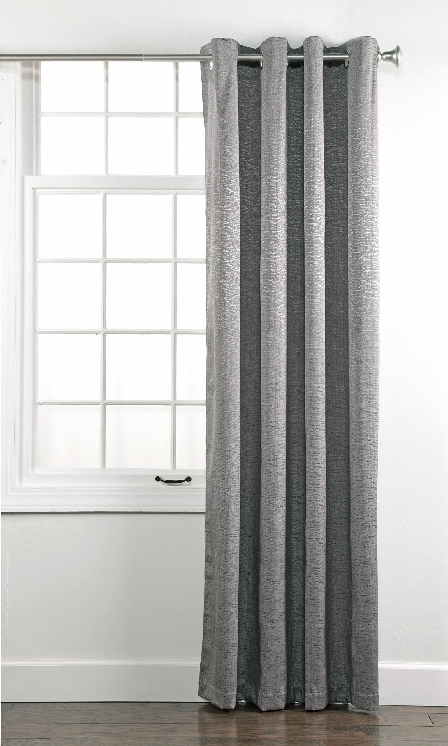 Gray Room-Darkening Grommet Cotton Polyester Curtain Panel