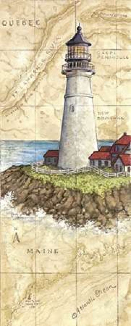 Portland Head Light Canvas Art - Janet Kruskamp (10 x 20)