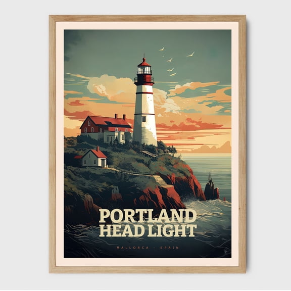 Portland Head Light Lighthouse Print Wall Art Trendy Beach Decor Lake House Travel Poster Airbnb Home Decor Wall Art, Modern Wall Decor, 8x12 UNFRAMED