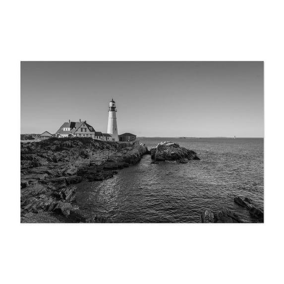 Portland Head Lighthouse 02 B&W - Portland Maine Photography Unframed Wall Art Print 8 x 12 inches
