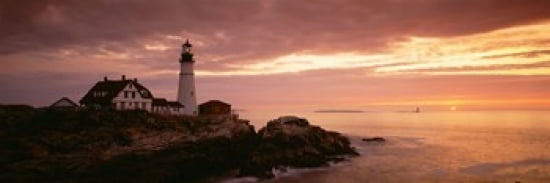 Portland Head Lighthouse Cape Elizabeth Maine USA Canvas Art - Panoramic Images (36 x 12)