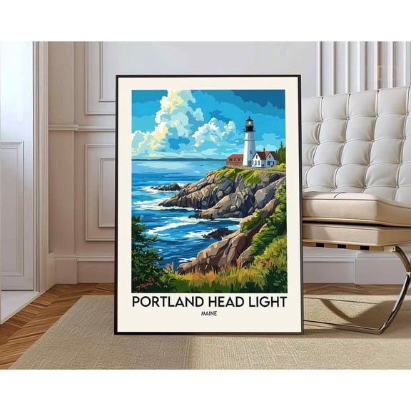 Portland Head Lighthouse Poster, Unframed Paper Poster 8x10in
