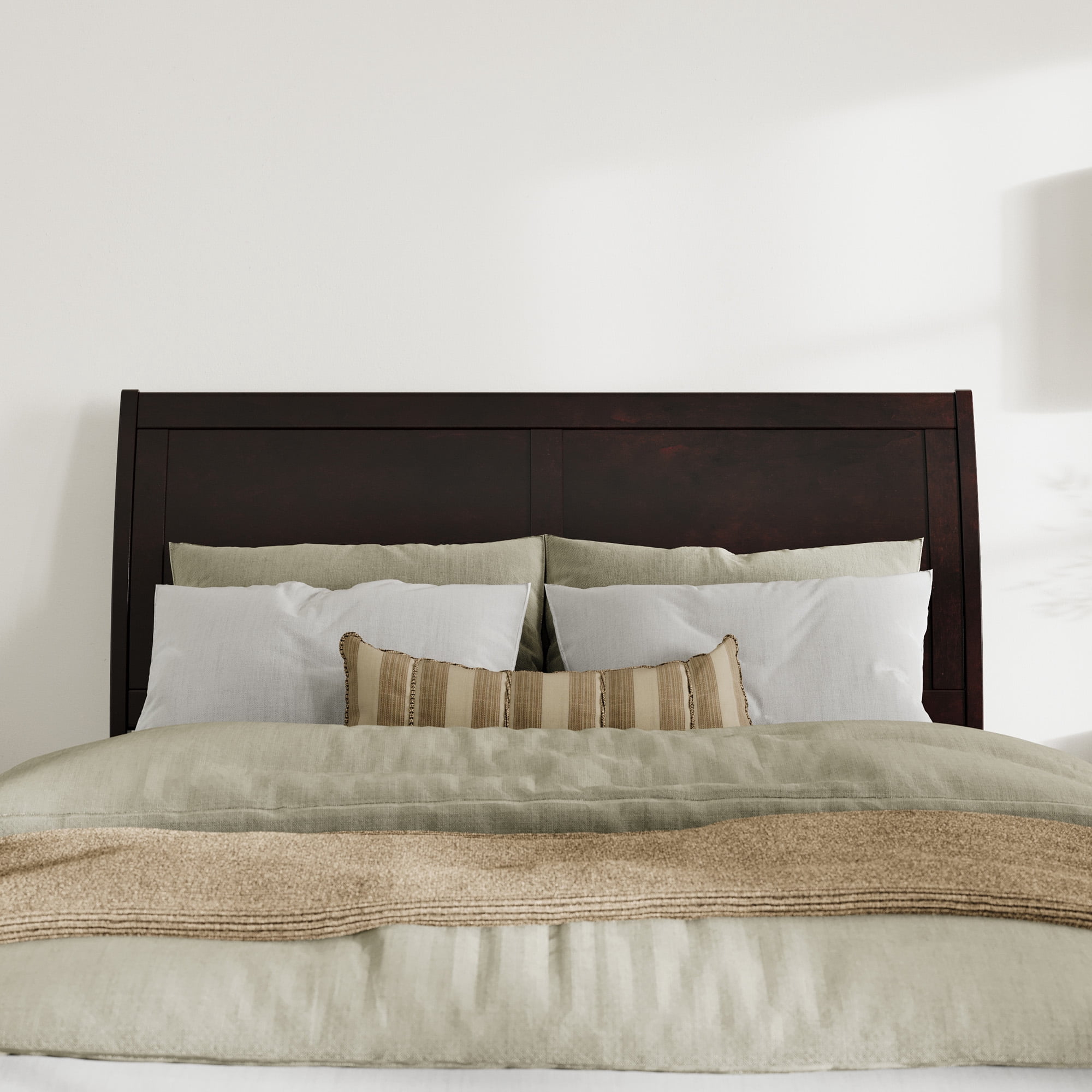 AFI Portland Queen Sleigh Solid Wood Panel Headboard with Attachable Charger, Espresso
