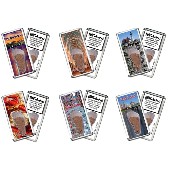 Portland, ME FootWhere Fridge Magnets. 6 Piece. (PME200 - Assorted)