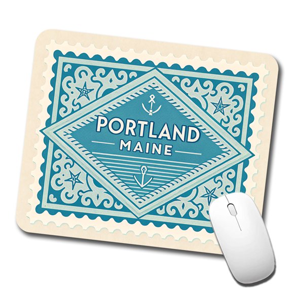 Portland ME Maine Travel Vacation Stamp Mouse Pad Low Profile Gaming Mat
