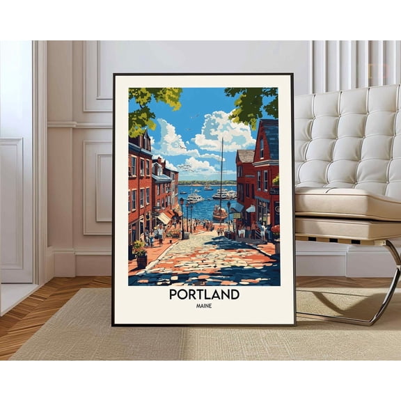 Portland Maine Poster, Portland Head Light And Casco Bay Decor