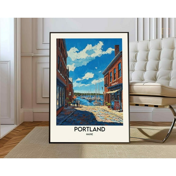 Portland Maine Poster, Portland Maine Print, Portland Maine Art, Portland Maine Decor, Portland Head Light, Casco Bay Islands Wall Art, Modern Wall Decor, 12x18 UNFRAMED