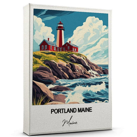 Portland Maine Travel Print on Canvas Maine Canvas Great for Travel Enthusiasts, Perfect for Home & Office Decor