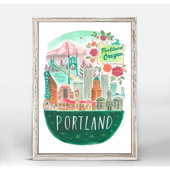 Portland Oregon Art Print, Portland Travel Poster, Portland Skyline Map Print, Portland Illustration