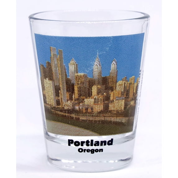 Portland Oregon City Skyline Color Photo Shot Glass
