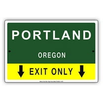 Portland Oregon Exit Only With Pointer Arrow Direction Way Road Signs Alert Caution Warning Aluminum Metal Sign 8"x12" Plate