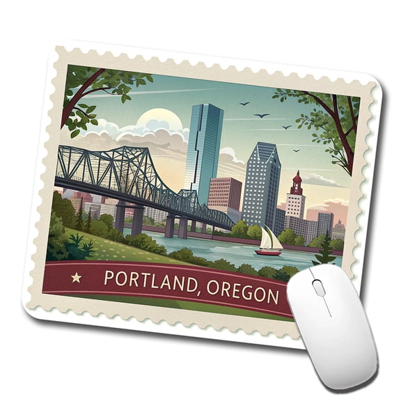 Portland, Oregon OR Travel City State Stamp Mouse Pad Low Profile Gaming Mat