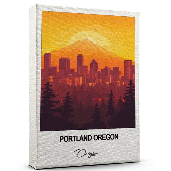 Portland Oregon Travel Decorative Art Canvas  Oregon Canvas  Colorful Travel Wall Decor for Any Room  Makes a Thoughtful Gift