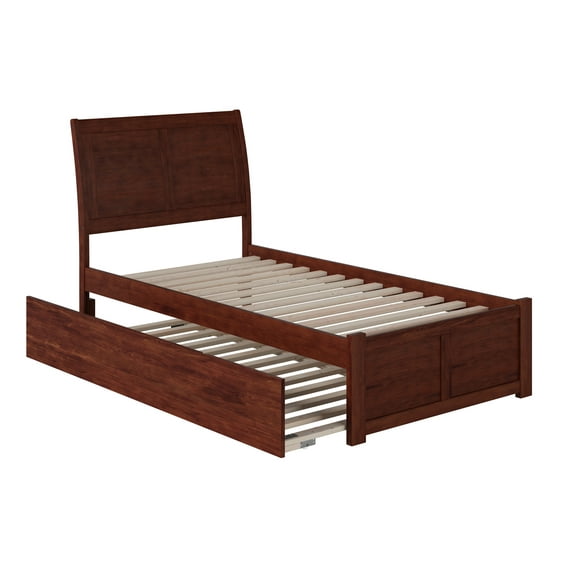 Portland Platform Bed with Flat Panel Foot Board and Twin Size Urban Trundle Bed, Multiple Colors, Multiple Sizes