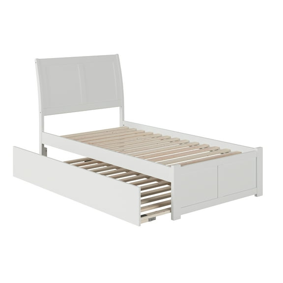 Portland Platform Bed with Flat Panel Foot Board and Twin Size Urban Trundle Bed, Multiple Colors, Multiple Sizes
