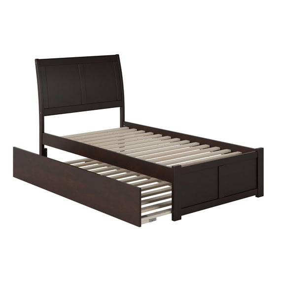 Portland Platform Bed with Flat Panel Foot Board and Twin Size Urban Trundle Bed, Multiple Colors, Multiple Sizes