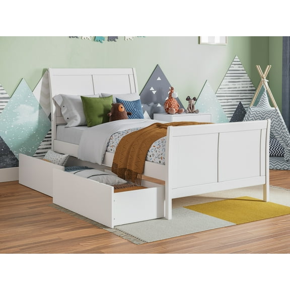 Portland Platform Bed with Matching Foot Board with 2 Urban Bed Drawers, Multiple Colors, Multiple Sizes