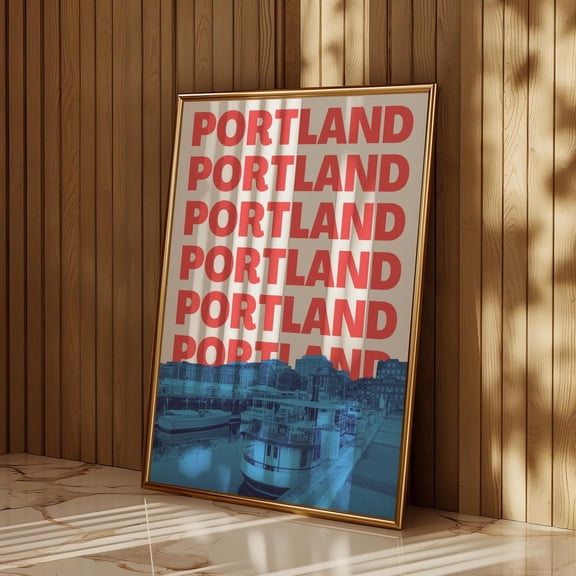 Portland Print Maine Wall Art Skyline Of Portland Me Retro Travel Print Portland Maine Decor Retro City Artwork Home Decor #645, Unframed Canvas Size 8x12