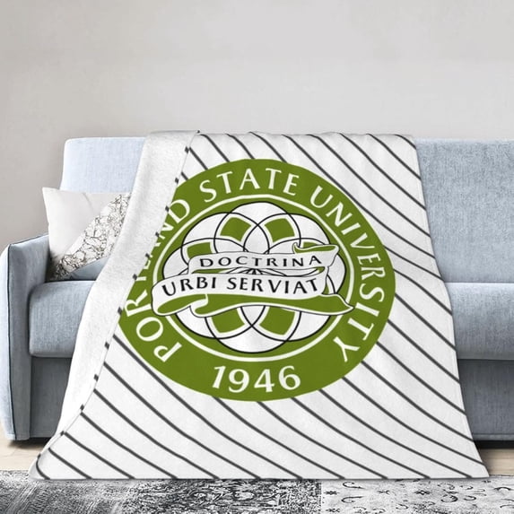 Portland State University Fleece Blanket, Very Soft Microfiber Flannel Blanket for Couch Warm and Cozy for All Seasons