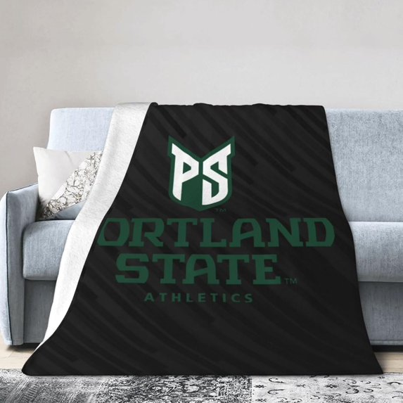 Portland State University Fleece Blanket, Very Soft Microfiber Flannel Blanket for Couch Warm and Cozy for All Seasons