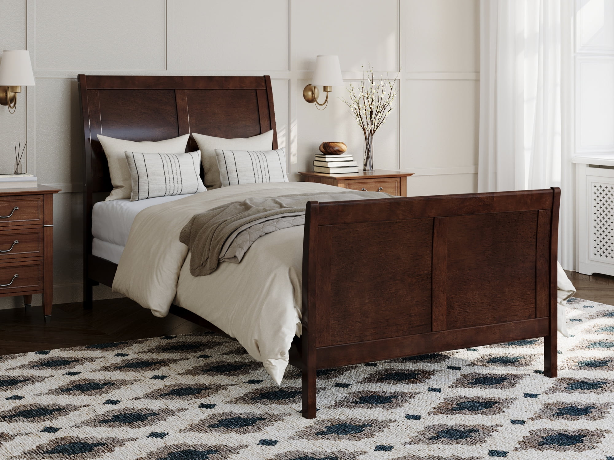 Portland Traditional Bed with Matching Foot Board, Multiple Colors, Multiple Sizes