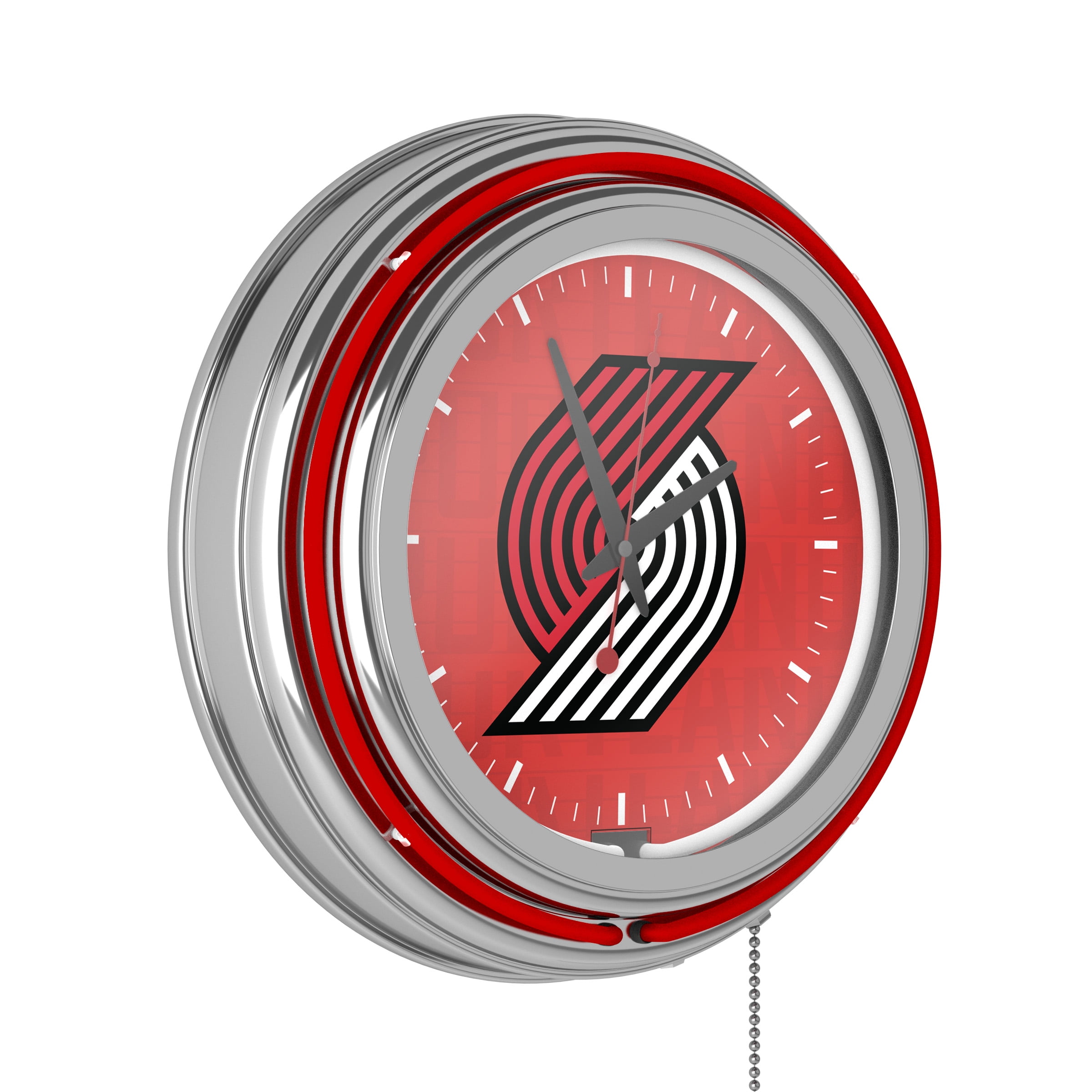 Portland Trail Blazers City Retro Neon Analog Wall Clock with Pull Chain