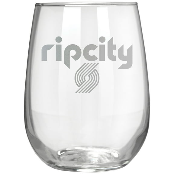 Portland Trail Blazers Etched 17oz. Rally Cry Stemless Wine Glass