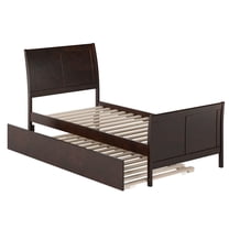 Portland Twin Extra Long Bed with Matching Footboard and Twin Extra Long Trundle in Espresso