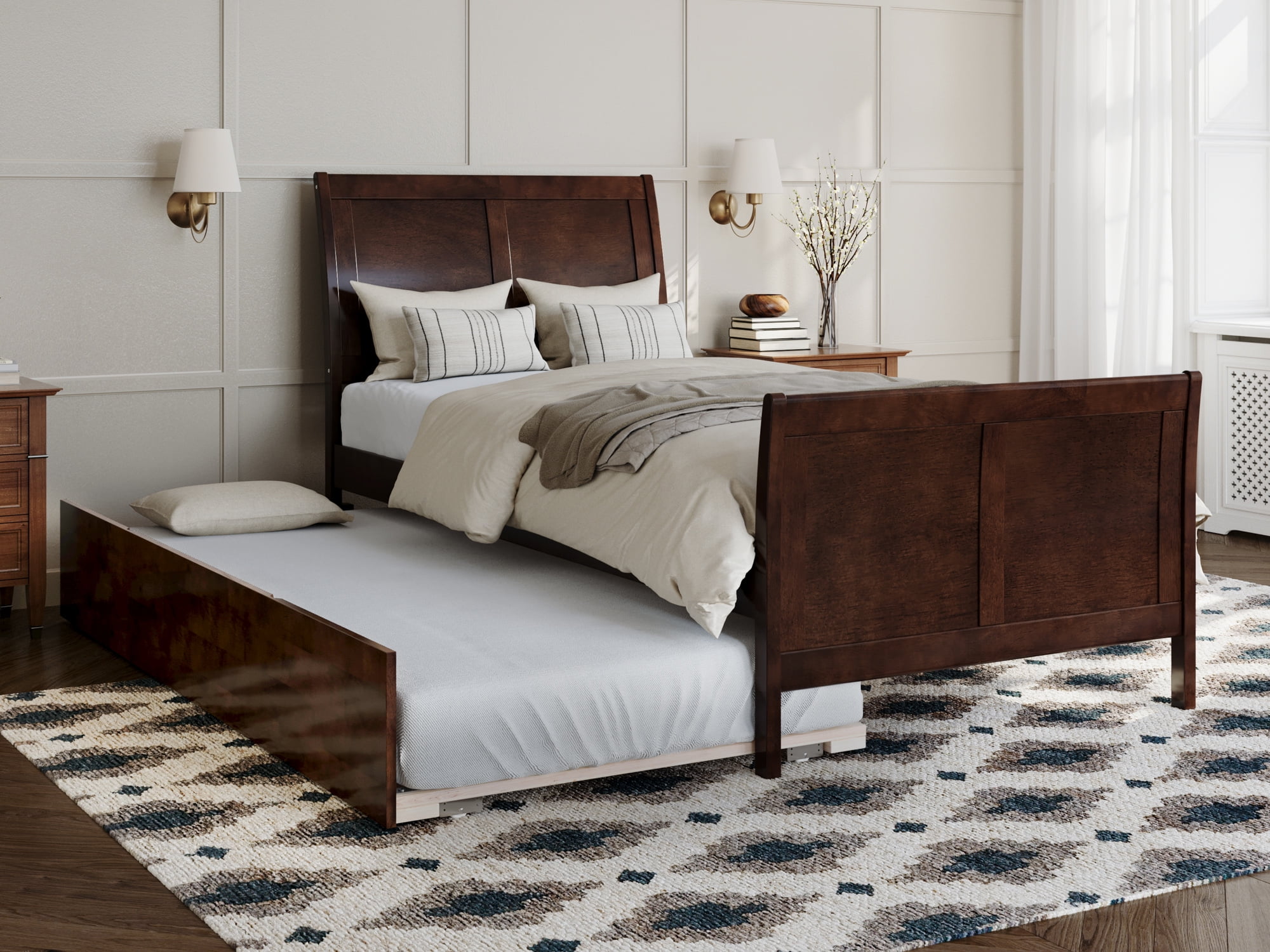 Portland Twin Extra Long Bed with Matching Footboard and Twin Extra Long  Trundle in White - Walmart.com, image size:2000x1500