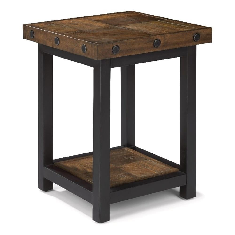 Carpenter Rustic Brown Acacia Wood and Metal Chairside Table